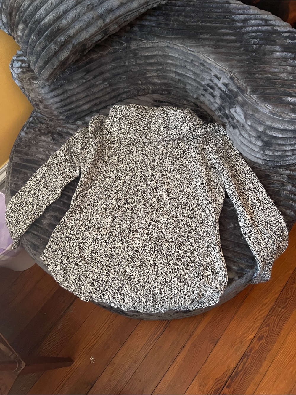 RD Style Marled Black & White Cowl Neck Sweater